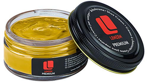 Lenzen Premium Cirage à Chaussures I Crème Nourrissante pour Cuir Lisse et Grainé (Or)