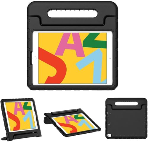 iMoshion Tablet Hülle - Passend für iPad 9e generatie (2021) 10.2 inch / 8e generatie (2020) 10.2 inch / 7e generatie (2019) 10.2 inch - Back Cover mit Griff Kindersicherung - Schwarz