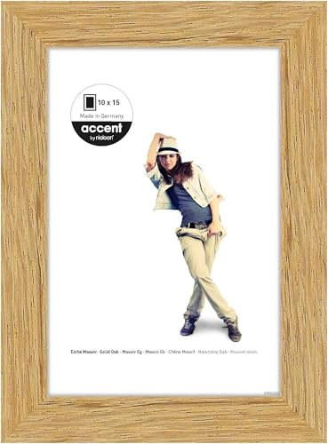 accent by nielsen Bilderrahmen, 10 x 15 cm, Holz, Eiche, Fotorahmen zum Auftstellen im Hoch- & Querformat, Echtglas, Scandic