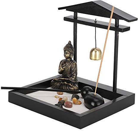 Buddha Zen Garden Giardino Zen Buddha su Vassoio Possessore di Incenso Decorazione Domestica con Accessori e Utensili Vari(#1906)