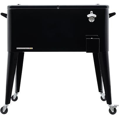 Permasteel Carrito de Bebidas Refrigerado - Carrito Nevera con Ruedas - Cooler Moderno para la Terraza o Patio - 75 litros