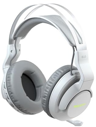 ROCCAT Elo 7.1 Air PC Wireless Gaming Headset, Surround Sound Headphones with Detachable Noise Cancelling Microphone, 50mm Drivers, 24 Hr Battery Life, RGB Lighting, White