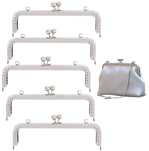 PandaHall 5 Stück 7.8 Zoll Metallrahmen Kussverschlussschloss, Geldbörse Griffrahmen Platin Kuss Verschlussrahmen Für Die Geldbörse Herstellung Square Bag Kupplungsrahmen DIY Craft