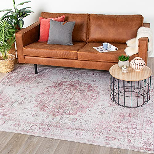 FRAAI Teppich Vintage - Lago Rot Rosa 160x230cm - Baumwolle, Polyester - Flachgewebe - Vintage - Orientalisch - Wohnzimmer, Esszimmer, Schlafzimmer - Rug