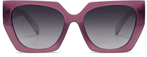 SOJOS Occhi Di Gatto Occhiali Da Sole Per Donna Grandi Retrò Vintage Quadrati Protezione UV Occhiali SJ2205 Con Viola Telaio/Grigio Lente