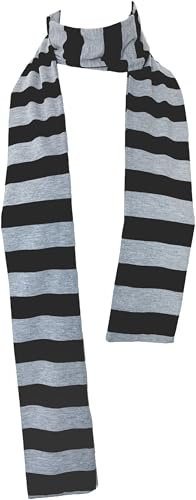 VIVIAN & VINCENT Fall Winter Ultra Soft Knit Striped Scarf for Women Men Boys Girls, Black and Gray, One size