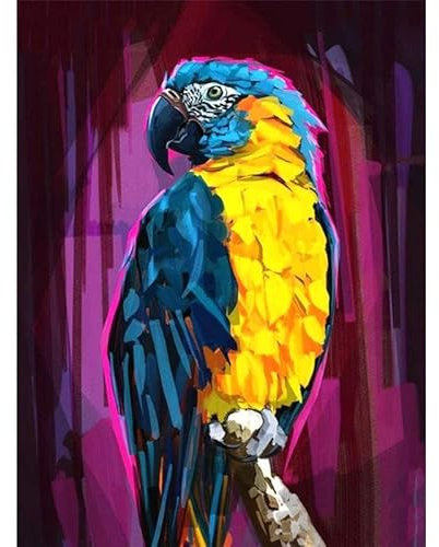 TOCAVE Peindre par Nombre Peinture par numéro Perroquet Cadeaux pour Enfants DIY Peint à la Main Animaux Décoration à la Maison Art Mural 40x50cm