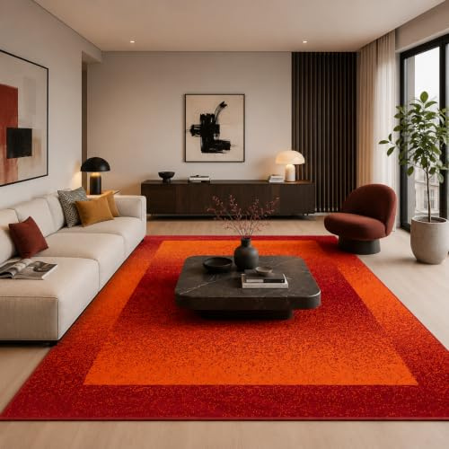 Pergamon Designer Teppich Samba Modern Terrakotta Bordüre in 5 Größen