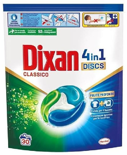 Dixan Discs Classique, Lessive Machine à laver en capsules, 30 capsules (lavages)