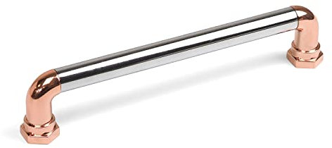 160mm Polished Chrome & Rose Gold Copper Bar Handle Kitchen Cupboard Cabinet Door Drawer Furniture Pull