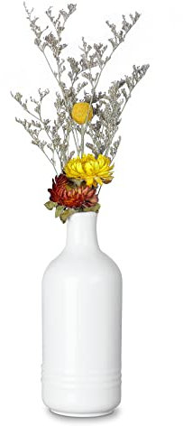 HAOTOP Keramikvase, kleine trockene Blumenvase für Heimdekoration, Vasen für modernes Tischregal, Büro-Schreibtischvase, passend für Kamin, Schlafzimmer, Küche, Wohnzimmer (weiß)