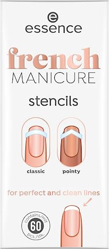 essence french MANICURE stencils, Künstliche Fingernägel, Nr. 01, Weiss, Expressergebnis, French Manicure, Nanopartikel frei, 10er Pack (10x60pcs)