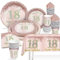 algpty 18th Birthday Decorations Plates Set Rose Gold | Service for 20 | 18th Birthday Party Supplies Rose Gold with Plates, Cups, Napkins, Tablecloth | 18th Birthday Supplies Tableware for Girls