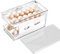 Distributeur d'oeufs à 2 étages avec boîte, support d'oeufs, boîte d'organisation d'oeufs, distributeur d'oeufs roulant automatique pour réfrigérateur, bac à oeufs peu encombrant (Blanc, 24 œufs)