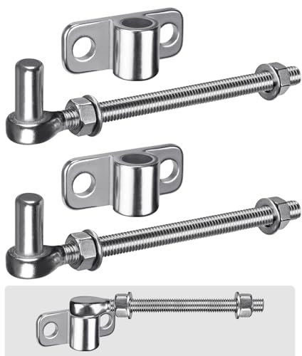 Insaga Torscharnier M12, 2er Schwerlast Gartentor Scharnier 16mm Kloben J-haken zu Bolzen mit Horizontal Augen Platte Edelstahl Zauntor Torangel Verstellbar zum Schraube für Hoftor/Holzzaun, 150mm