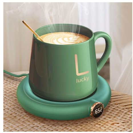 Scalda-tazze da caffè, USB con scatola, scalda tazza per scrivania con spegnimento automatico, 3 impostazioni di temperatura, scalda tazza da caffè, regalo per donne, regalo per Natale (verde)