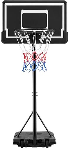 Yaheetech Basketball Hoop and Stand Portable Basketball Net Set Outdoor Indoor Basketball Stand with 2 Wheels & 28'' Backboard, Adjustable Height 219-249cm