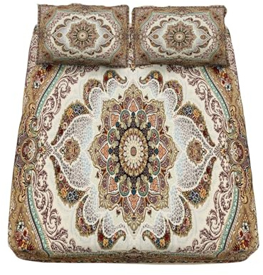 3D Spannbettlaken Vintage-Boho-Mandala Bettlaken Weiches Atmungsaktiv Spannbetttücher Mikrofaser Spannbetttuch Tiefe Tasche 30 cm Mit 2 Kissenbezügen 80x80 cm 120x200cm