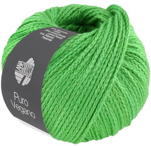 LANA GROSSA Puro Vegano | Kettgarnkonstruktion ohne tierische Fasern | Handstrickgarn aus 65% Baumwolle, 20% Lyocell (Tencel) & 15% Polyamid | 50g Wolle zum Stricken & Häkeln | 90m Garn FB 21