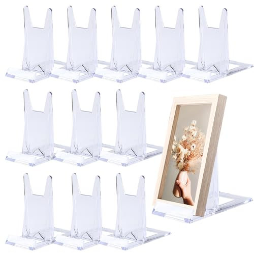 12Pcs Porta Piatti da Esposizione,Espositori per Piatti in Acrilico,Supporti per Espositori in Plastica,Espositore Regolabile in Acrilico,Cavalletti di Plastica Trasparente,per Espositori per foto