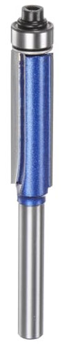QUARKZMAN Fraise à Affleurer avec Tige de 6 mm, Diamètre de 3/8, Profondeur de Coupe de 1,2, Roulement Supérieur, Coupe Droite, Fraise à Affleurer en Carbure, Menuiserie, Argent Bleu