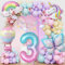 Einhorn Geburtstagsdeko Mädchen, 3 Jahre Schmetterling Geburtstag Deko, Einhorn Deko Kindergeburtstag, 1-10 Jahre Happy Birthday Deko, Einhorn Luftballons für 3. Geburtstag Mädchen Deko