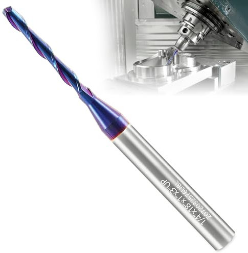 Foppla UPCUT Spiral Router Bit 1/4 Zoll Shank Sturdy CNC Router Bits mit Nanoblau -Beschichtung 1/8 Zoll Schneiddurchmesser Spiralrouter Bit Hardlegierung UPCUT -Router Bit für Holzschnitt