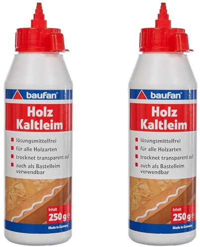 Baufan Holzkaltleim, für alle Holzarten, 250 g, transparent, 008802008 (Packung mit 2)