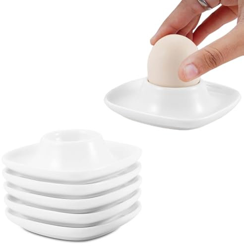 gvivej Keramik Eierbecher, 6 Stück Eierbecher, Egg Cups, Eierbecher Porzellan,Eierbecher Weiß, Keramik Eierbecher Halter, für Hart und Weichgekochten Eiern