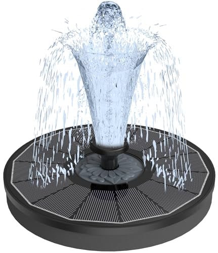 Fontaine Solaire Exterieure de Jardin 3.5W, 2025 Upgrade Solaire Flottant Fontaine Pompe Bassin Solaire avec 8 Buses & 4 Tiges Fixes pour Bain d'oiseaux, Étang, Jardin Fontaine, Décoration de Jardin
