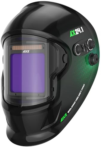 Casco de soldadura AIXZ True Color, clase óptica 1/1/1/2, campo de visión óptimo de 9,9 x 9,7 cm, oscurecimiento automático con 4 sensores de arco (4-5/5-9/9-13) para máscaras de soldadura MIG/TIG/MMA