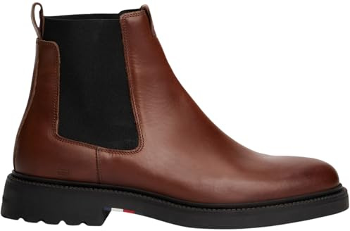 Tommy Hilfiger Men’s Comfort Leather Chelsea Boots, Brown (Winter Cognac), 10