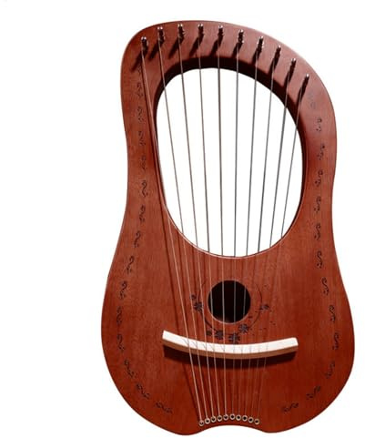 Lyre Harp | 10 Metallsaiten Laugenharfe | abgerundete Kanten Mahagoni Lyre Musikinstrument | Laugenharfe Massivholz Mahagoni für und bequemeren Griff