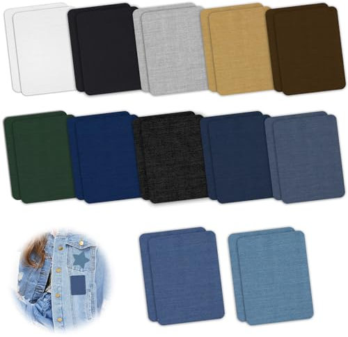 Flicken zum Aufbügeln, 24 Stück Patches zum aufbügeln,Jeans Bügelflicken Aufbügelflicken,Reparatur Patches Kleidung für Jeans Kleidung Lochreparatur und Dekoration (12.5×9.5CM)