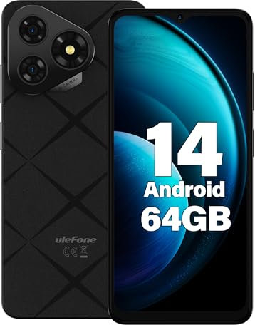 Ulefone Note 19 Cellulari, 6GB + 64GB/TF 512GB Android 14 Cellulare, Schermo 6.56 HD+ Batteria da 5000mAh Telefono, Fotocamera 8MP Smartphone Economico, 4G Dual SIM/GPS/Face ID/3 Slots-Nero