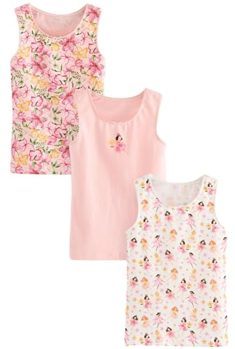 NEXT Mädchen 3er-Pack Stampy Trägertops Rosa/Weiß 122-128