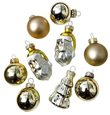 Kleine Baumkugeln aus Glas Ø 2 cm/2,5 cm/3 cm - Christbaumkugeln Baumschmuck Christbaumschmuck Weihnachtsbaumschmuck Weihnachtsbaumkugeln (Gold glänzend, 30 mm - 9er Stange)