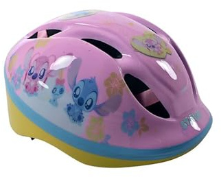 Disney Stitch Casque de vélo pour enfants, 52 à 56 cm, cadran réglable avec ventilation, extra léger, sous licence officielle Disney Stitch pour la sécurité du cyclisme, rose
