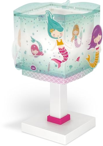 Dalber Kinder Tischlampe Nachttischlampe Nachtlicht Mermaids Meerjungfrauen, 63441N, G4-4W LED - Glühbirne enthalten, Türkis