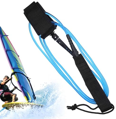 XSHAO® Surfboard Leash 6 FT, Surfbrett-Leinen Gerades Seil mit Doppelte Rotierendem Edelstahlkopf für Stand Up Paddle Board und Surfboard - Blau