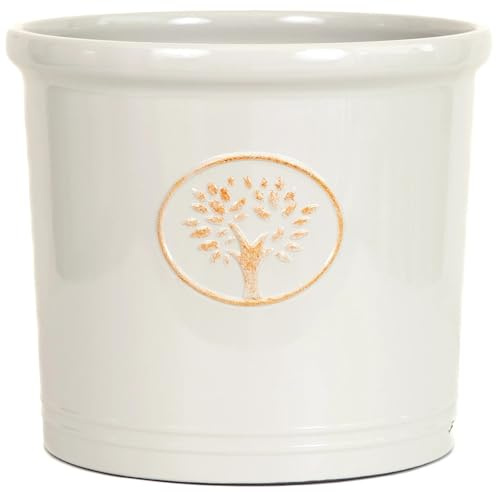 Muddy Hands Woodland Crest Planter – Large Lightweight Garden Plant Pot | Frost Proof & UV Resistant | Indoor & Outdoor Planter (Off White, 55 Litre)