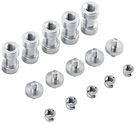 Culnflun Camera Mount Screw Kit, 5 Packs Camera Accessory Adapter 1 4 to 3 8 Tripod Screw Adapter for Flash Light Stand Tripod Monopod Ballhead