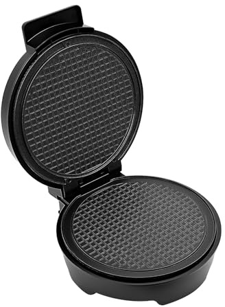 Eiswaffeln Hörnchenautomat, 1200 W, Waffeleisen für Eiswaffeln mit einstellbarem Thermostat, Backfläche Ø 20 cm, antihaftbeschichtet, wärmeisolierender Griff, Kegelformer inklusive, Schwarz