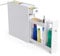 VonHaus Slim Bathroom Storage Unit - White Slimline Bathroom Cabinet - Narrow & Compact Bath Organiser with Drawer & Slide Out Shelving - Freestanding Shaker Style Storage