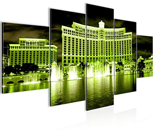 Runa Art - Bilder Las Vegas 200 x 100 cm 5 Teilig XXL Wanddekoration Design Grün 601251b