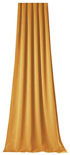 NOVUM fix Vorhang Gardine Verdunkelung HITZESCHUTZ *Kräuselband* Blickdicht* 145x300 cm (BxH) *Klimavorhang* Übergardine * Curry-Gold
