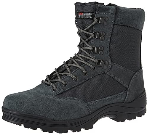 Mil-Tec Tactical Boot mit YKK® Zipper • Militärstiefel Herren • Als Outdoor Boot, Arbeitsstiefel, Wanderstiefel, Einsatzstiefel • Atmungsaktiv & angenehmer • Urban Grey, Größe: EU 48