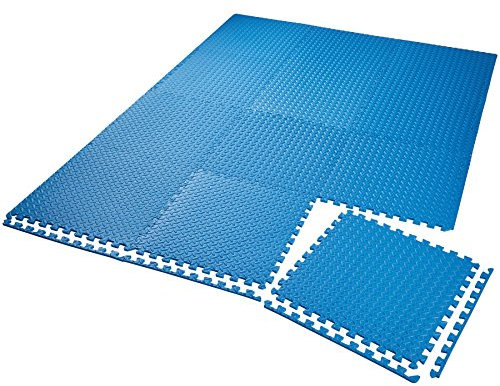 tectake Bodenschutzmatte, Puzzle Matte für den Boden, Schutzmatten für Fitness Übungen, Fitnessgeräte, als Fallschutzmatten Indoor, Belag für Garagenboden 12 Stück Dicke Puzzlematten 61cm x 61cm