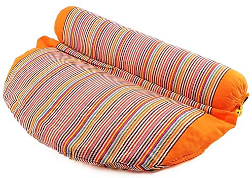 SAPURA Meditationskissen mit Buchweizen - 2in1 halbmond Yogakissen und Yoga Rolle