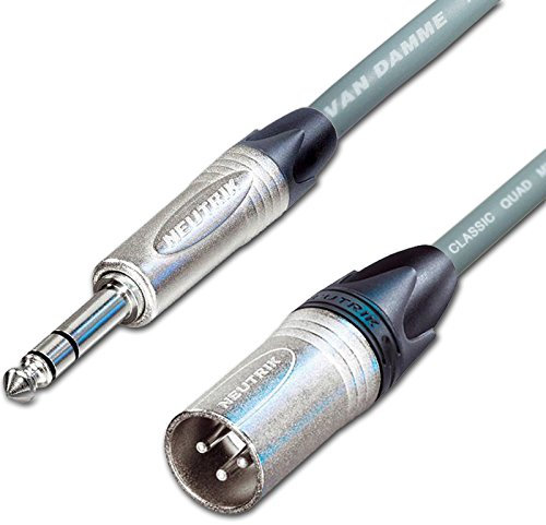 Male XLR to ¼ TRS Jack Lead. Balanced STAR QUAD Mic Cable. Short 10m 6m 3m 20m (10m, Grey)